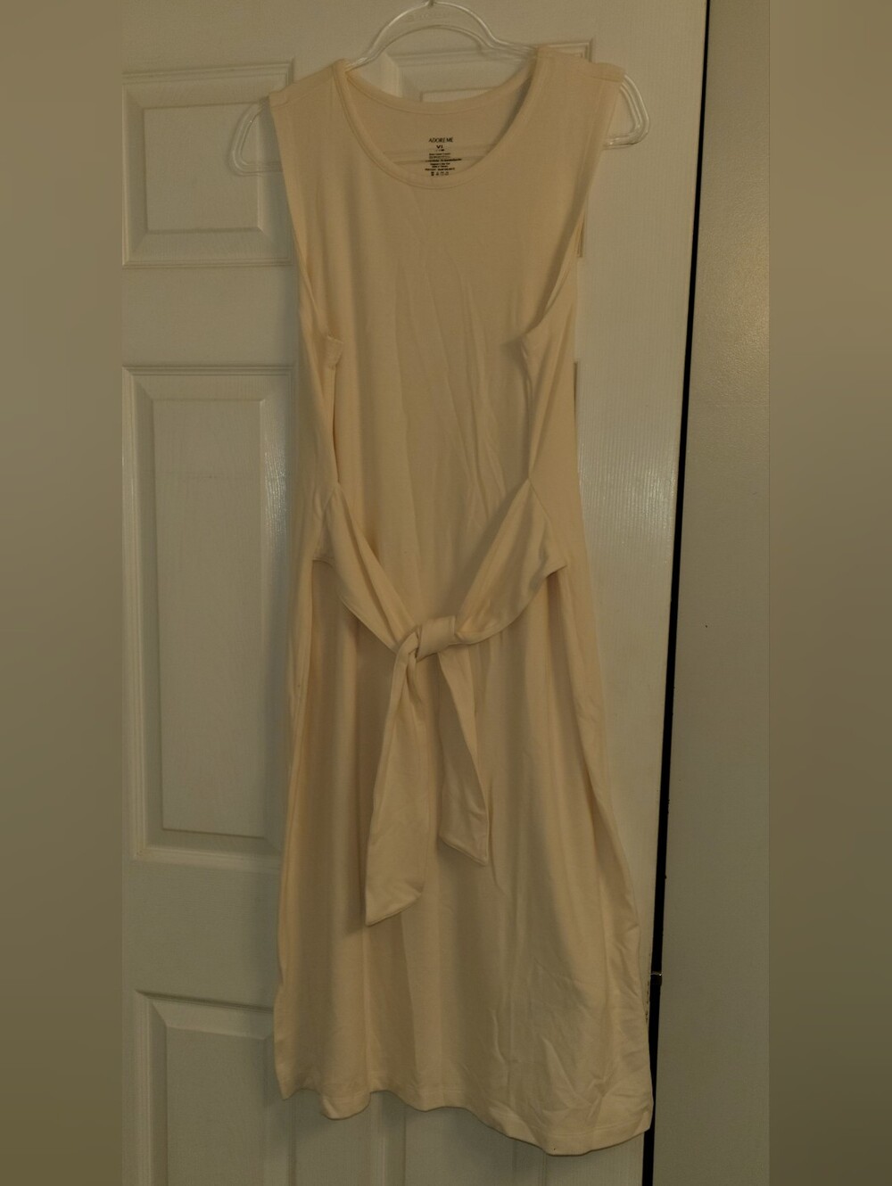 Adore Me Cream Sleeveless Midi Dress with Front Tie